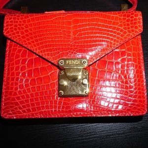Fendi Alligator Embossed Envelope Mini Crossbody